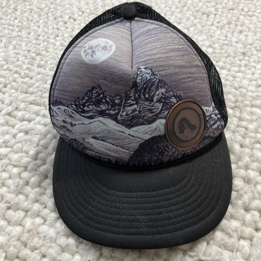 Flylow Mountain Art‎ Logo Black Mesh Snapback One Size Baseball Trucker Hat Cap